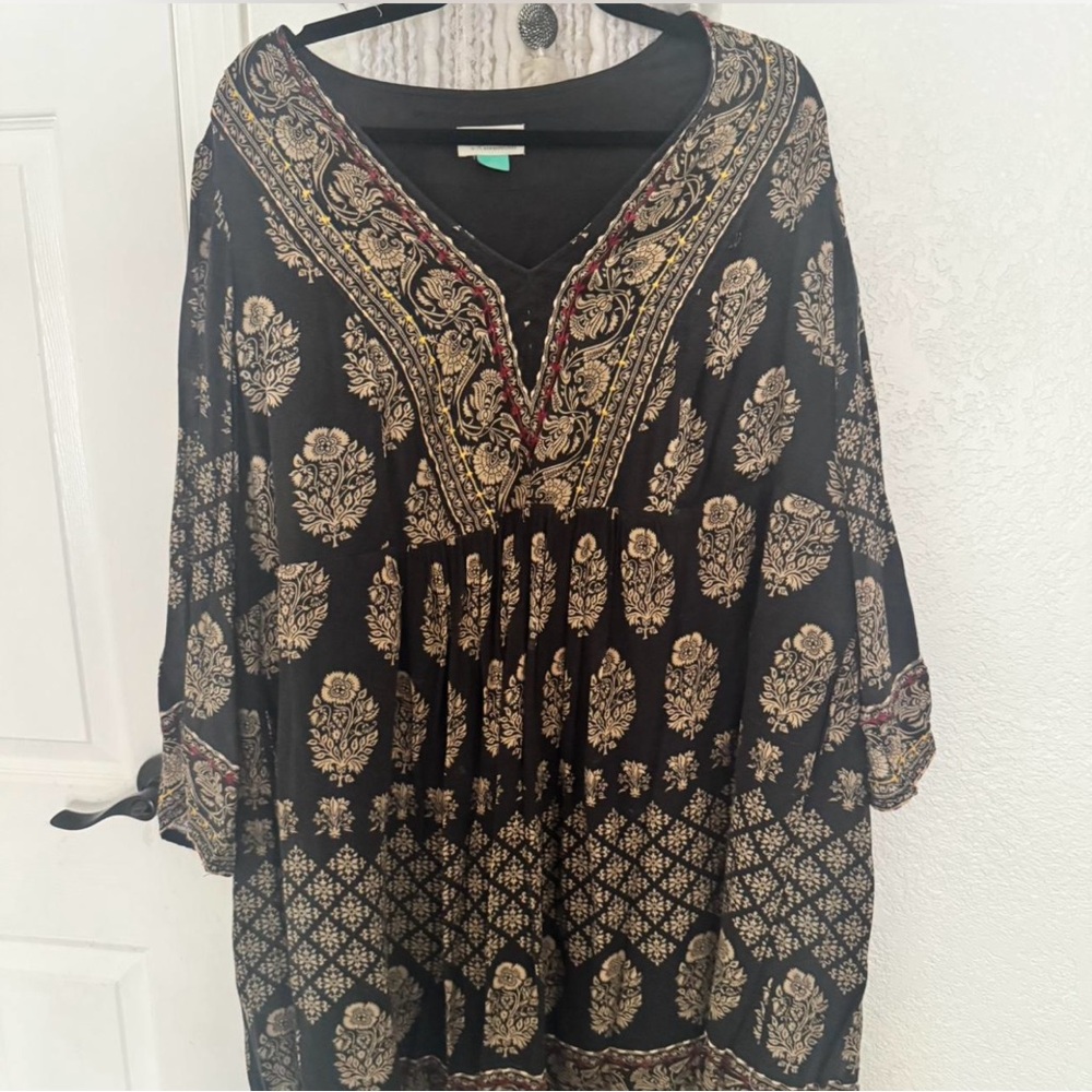 Anthropologie Maeve Black and Gold Dress